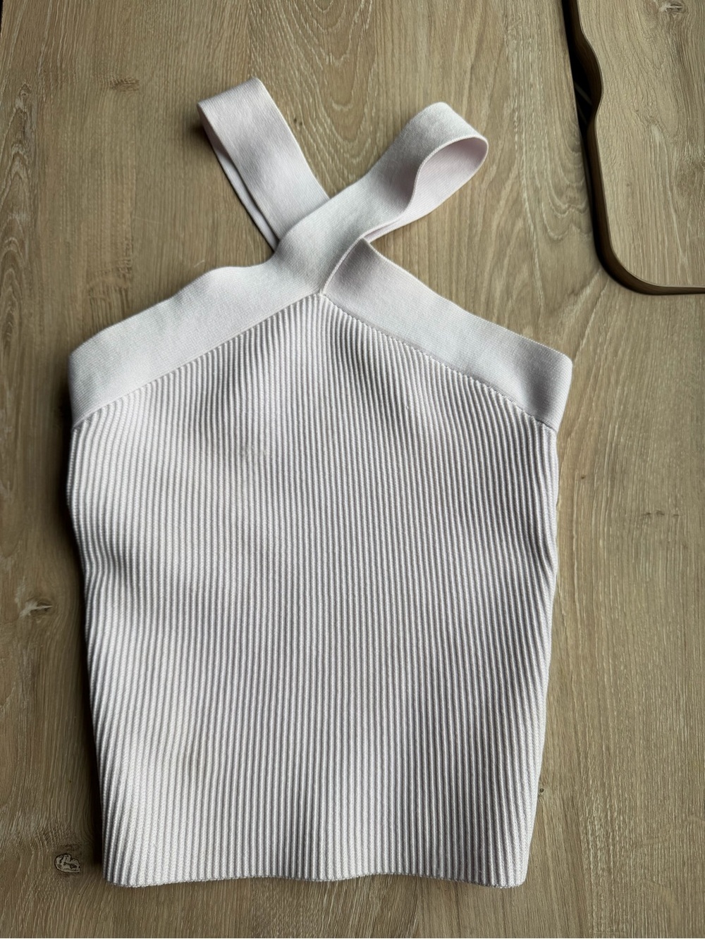 Aritzia Cream Ribbed Cross-Strap Tank